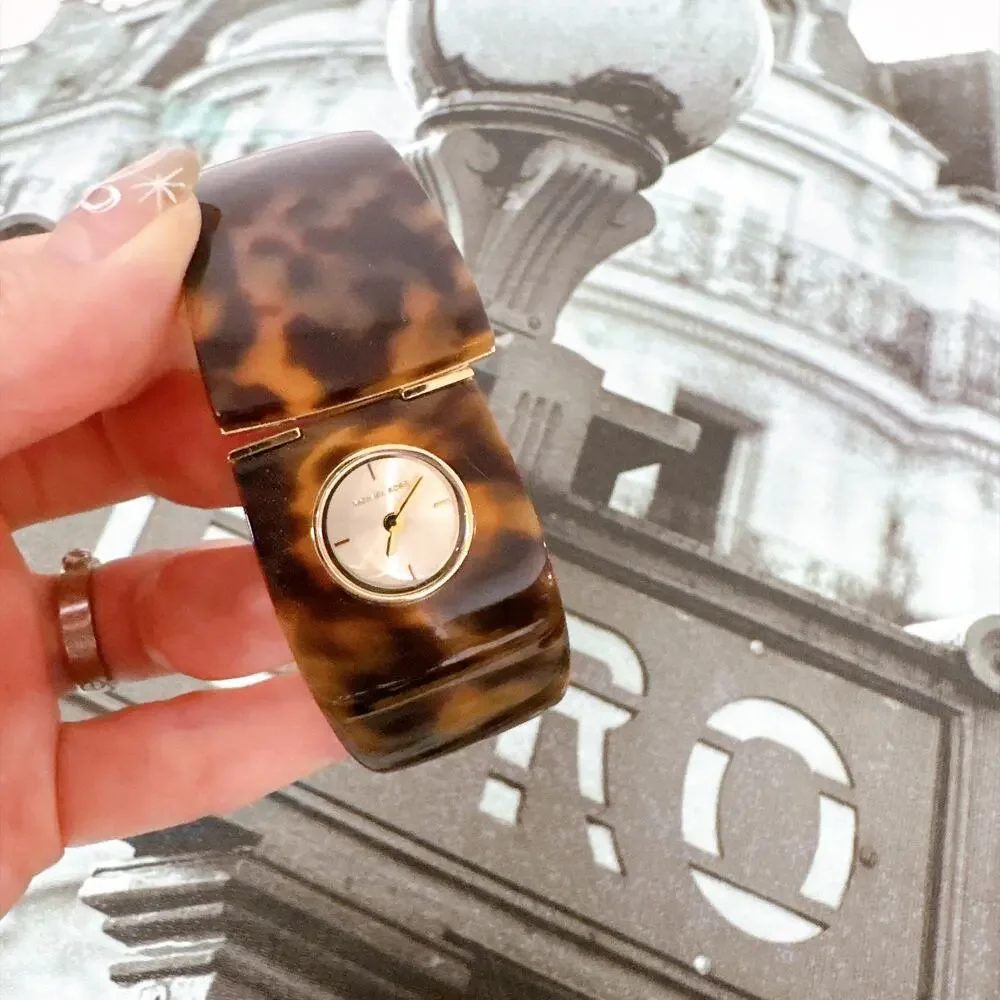 Michael Kors MK4313 Wilkie Tortoise Shell Acetate Gold Cuff Ladies Bangle Watch